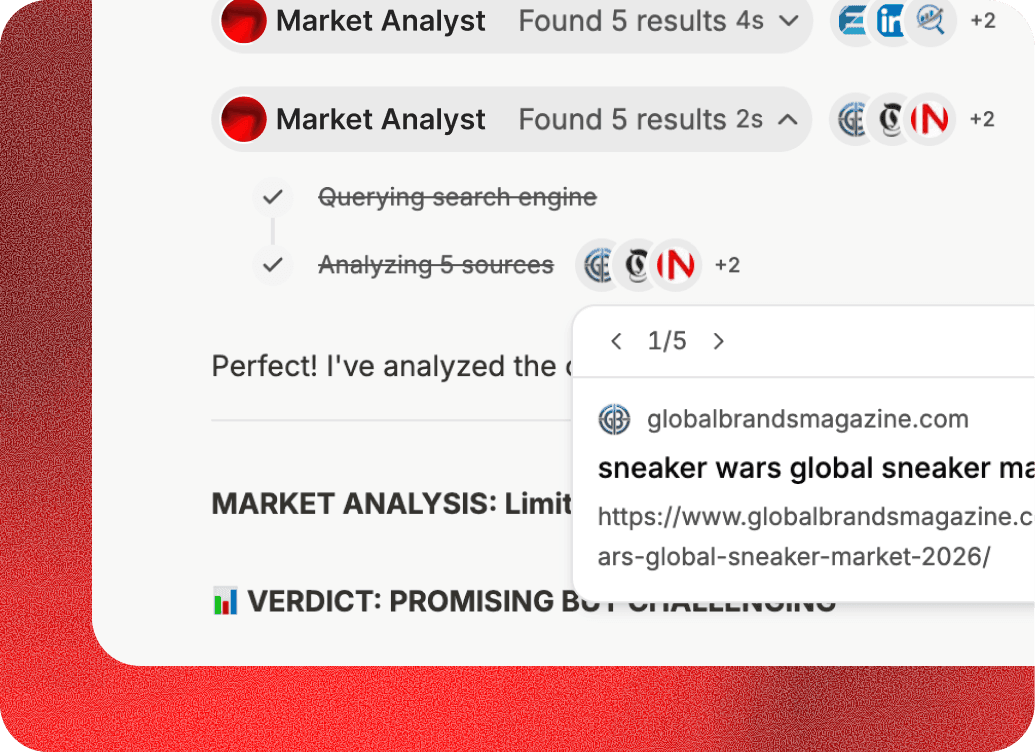 Market analyst teammate interface