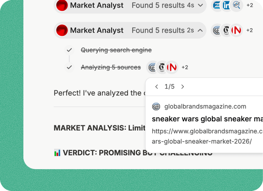 Market analyst teammate interface
