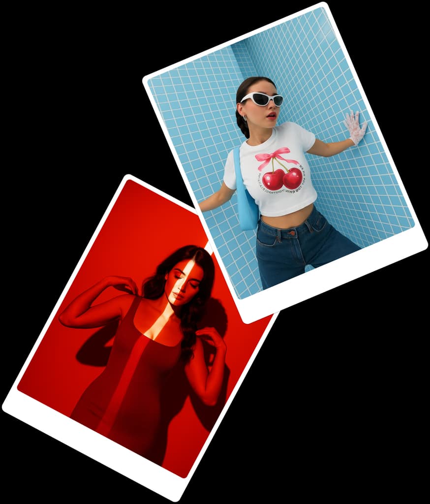 Stacked collage cards with two portraits